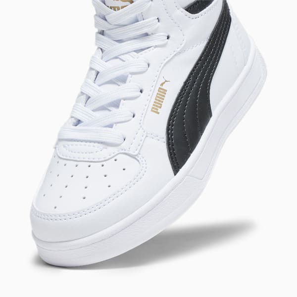 PUMA Caven 2.0 Mid Kids' Sneakers, PUMA White-PUMA Black-Gold, large-ZAF