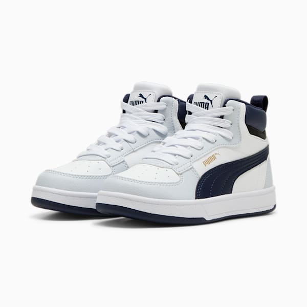 PUMA Caven 2.0 Mid Kids' Sneakers, PUMA White-Silver Mist-PUMA Black, large-ZAF