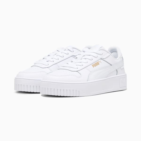 Carina Street Youth Sneakers, PUMA White-PUMA White-PUMA Gold, large-ZAF