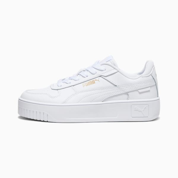 Carina Street Youth Sneakers, PUMA White-PUMA White-PUMA Gold, large-ZAF