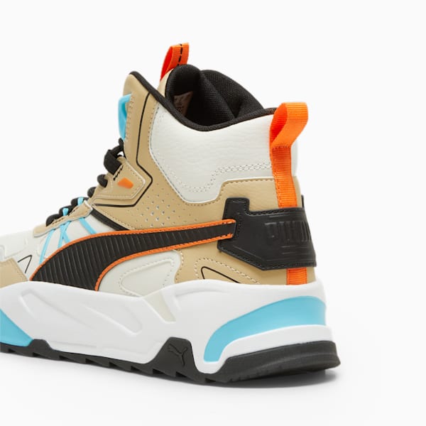 Trinity Mid Hybrid Men's Leather Sneakers, Vapor Gray-PUMA Black-Toasted Almond-Rickie Orange, large-ZAF