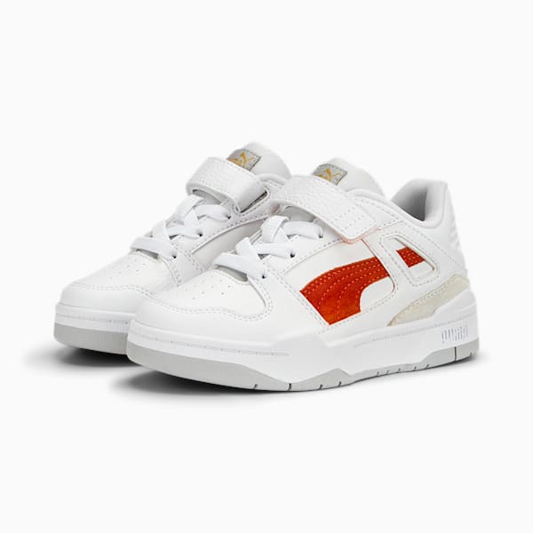 Zapatillas infantiles Slipstream Suede FS, PUMA White-PUMA Red-Cool Light Gray, large-ARG