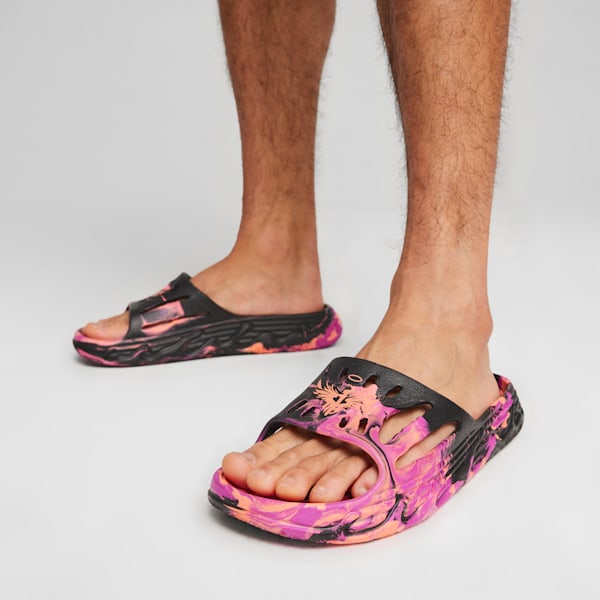 MB.03 Basketball Slides, PUMA Black-Deep Orchid-Fluro Peach Pes, large-MEX