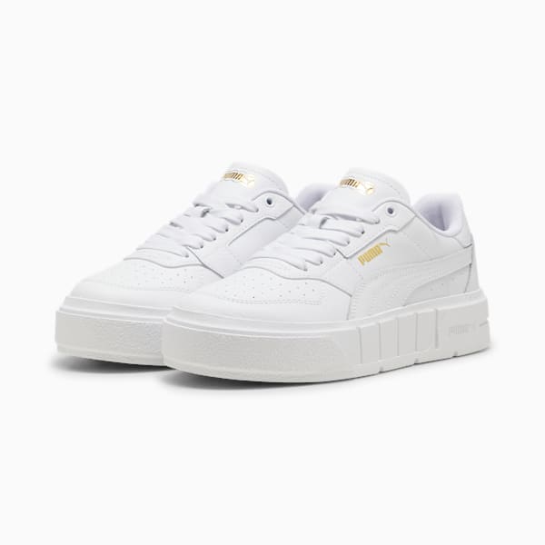 Tenis para jóvenes PUMA Cali Court de cuero, PUMA White-PUMA Gold, large-MEX