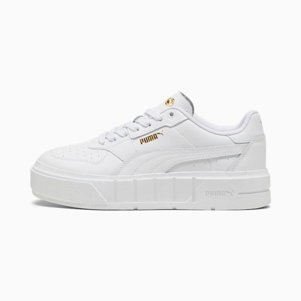 Tenis para jóvenes PUMA Cali Court de cuero, PUMA White-PUMA Gold, large-MEX