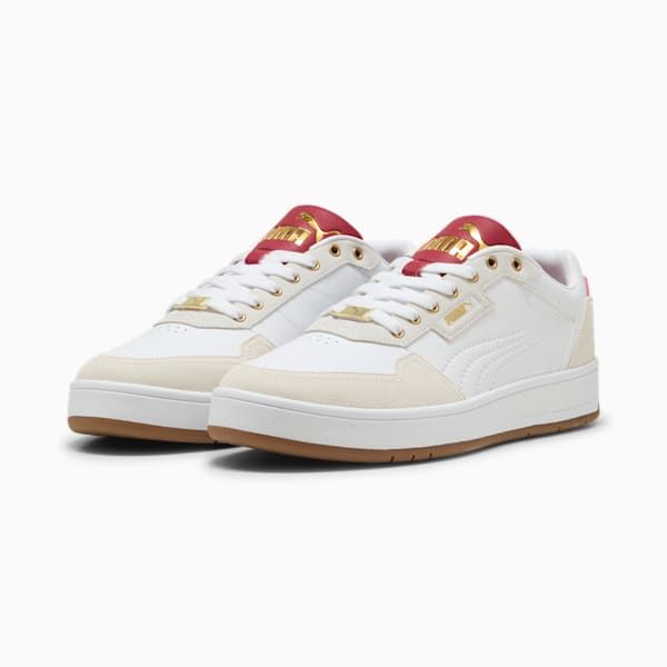Court Classic Lux SD Unisex Sneakers, PUMA White-Alpine Snow-Dark Crimson, large-ZAF