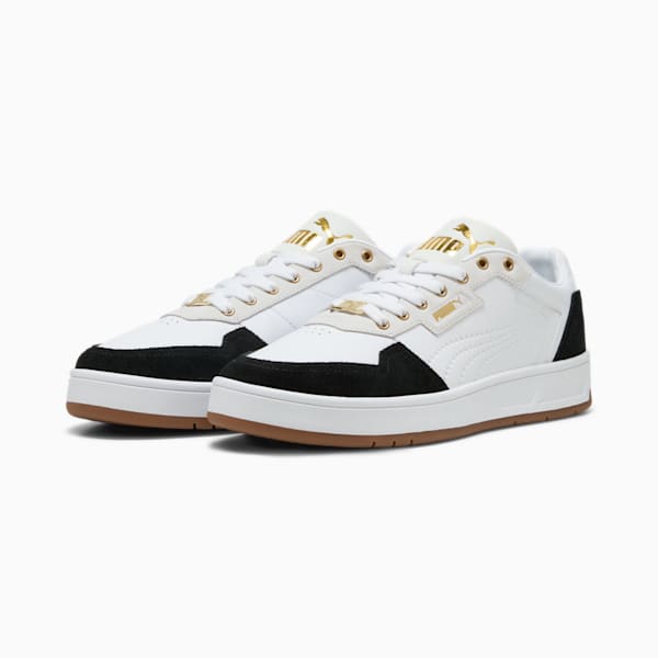 Court Classic Lux SD Unisex Sneakers, PUMA White-PUMA Black-PUMA Gold, large-ZAF