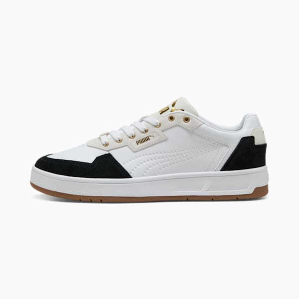 Court Classic Lux SD Unisex Sneakers, PUMA White-PUMA Black-PUMA Gold, large-ZAF