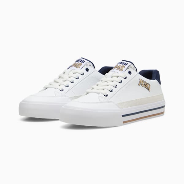 Court Classic Vulc Retro C Unisex Sneakers, PUMA White-Prairie Tan-Club Navy, large-ZAF