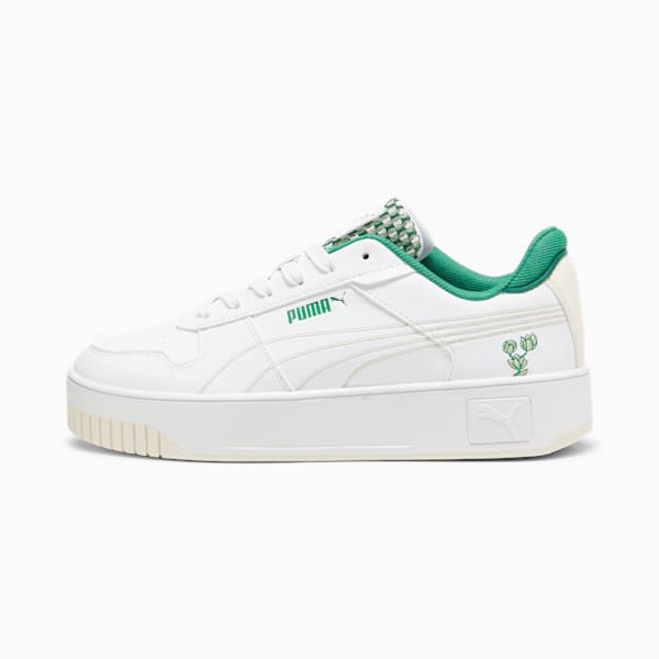 Carina Street Blossom Women's Sneakers, PUMA White-Sugared Almond-Archive Green, large-ZAF