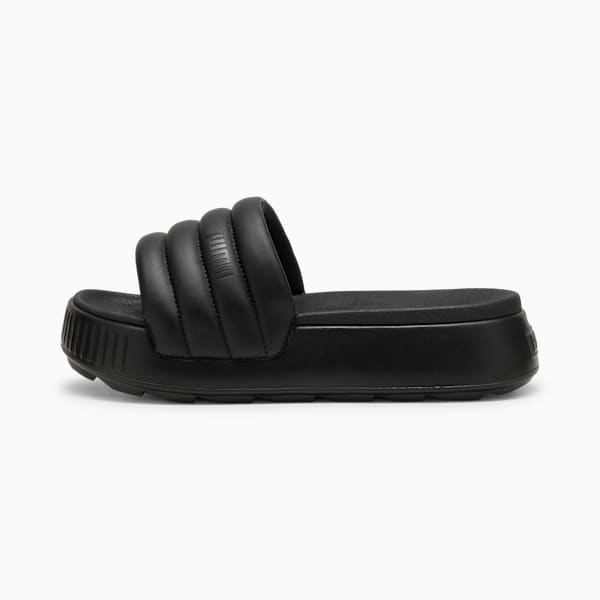 Karmen Puffy Women's Slides, PUMA Black-PUMA Black, large-MEX