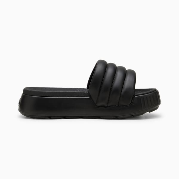Karmen Puffy Women's Slides, PUMA Black-PUMA Black, large-MEX