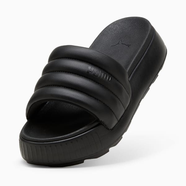 Karmen Puffy Women's Slides, PUMA Black-PUMA Black, large-MEX