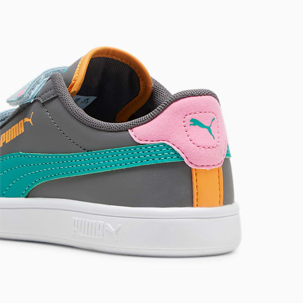 PUMA Smash 3.0 Summer Camp Kids' Sneakers, Cool Dark Gray-Sparkling Green-PUMA White, large-ZAF
