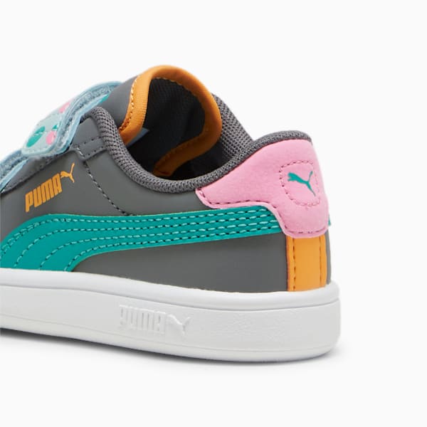 PUMA Smash 3.0 Summer Camp Toddlers' Sneakers, Cool Dark Gray-Sparkling Green-PUMA White, large-ZAF