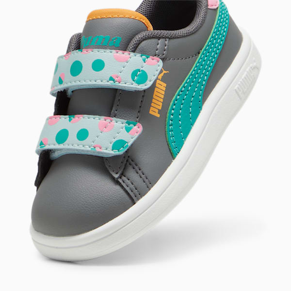 PUMA Smash 3.0 Summer Camp Toddlers' Sneakers, Cool Dark Gray-Sparkling Green-PUMA White, large-ZAF