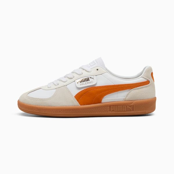 Palermo Leather Sneakers Unisex, PUMA White-Warm White-Orange Glo, large-ZAF