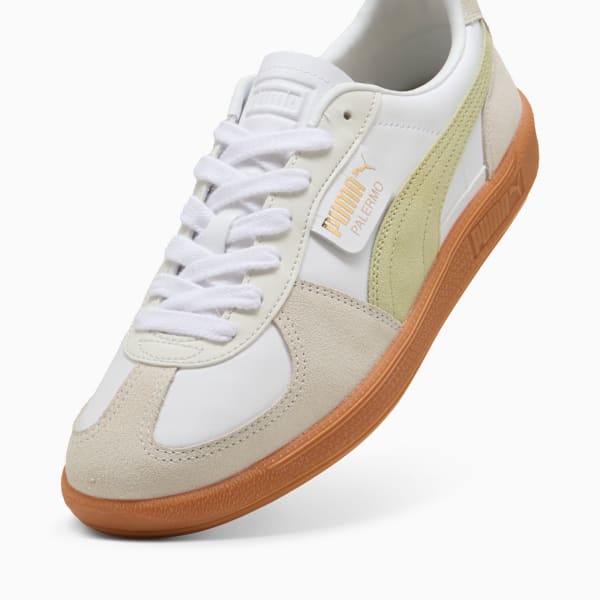 Palermo Leather Sneakers Unisex, PUMA White-Vapor Gray-Pistachio Green, large-ZAF