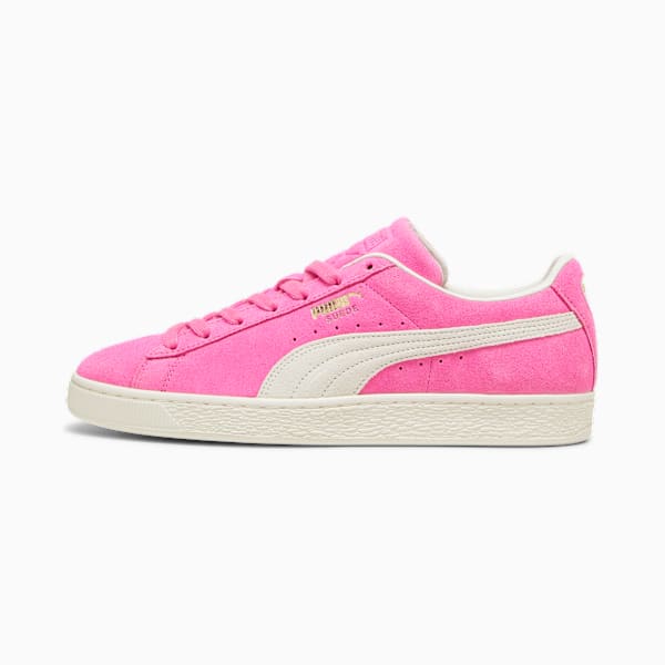 Suede Neon Sneakers, Poison Pink-Frosted Ivory, large-MEX