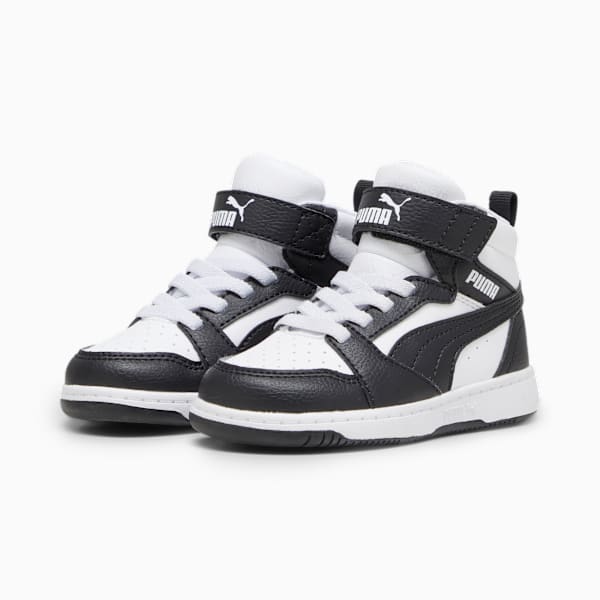 PUMA Rebound V6 Mid Toddlers' Sneakers, PUMA White-PUMA Black-Shadow Gray, large-ZAF