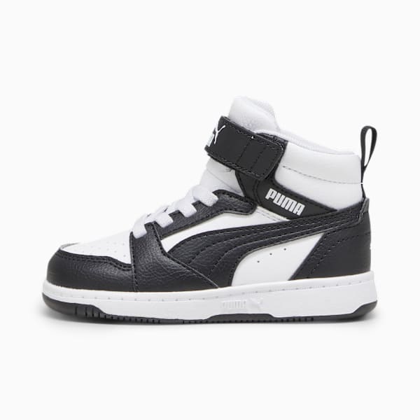 PUMA Rebound V6 Mid Toddlers' Sneakers, PUMA White-PUMA Black-Shadow Gray, large-ZAF