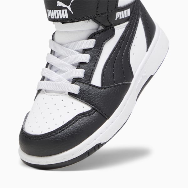 PUMA Rebound V6 Mid Toddlers' Sneakers, PUMA White-PUMA Black-Shadow Gray, large-ZAF
