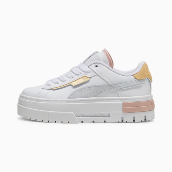 Mayze Crashed Youth Sneakers, PUMA White-Dewdrop, large-ZAF