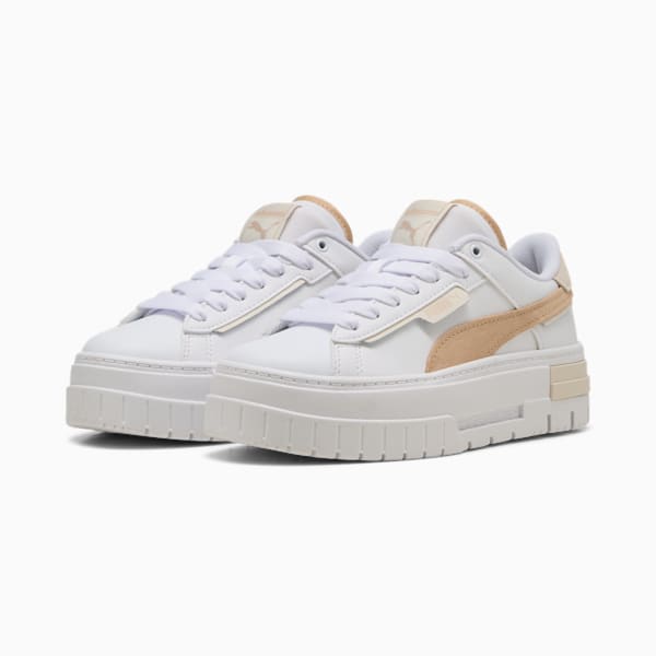 Mayze Crashed Youth Sneakers, PUMA White-Light Sand, large-ZAF