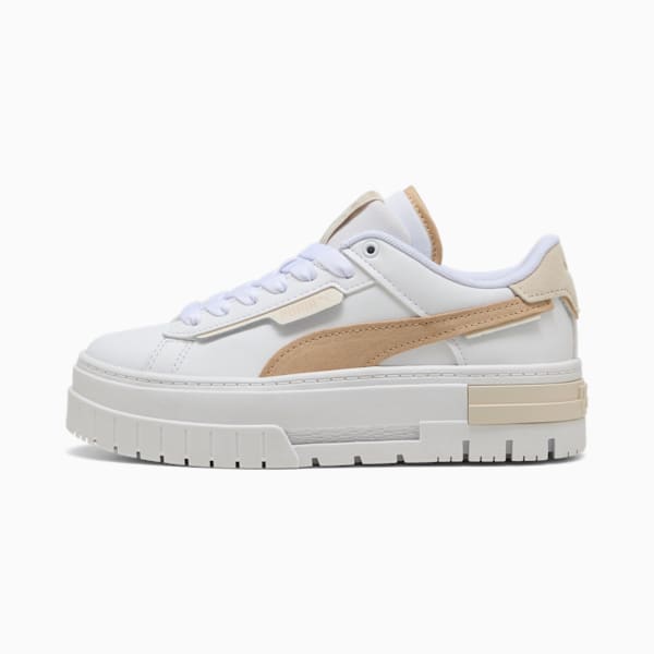 Mayze Crashed Youth Sneakers, PUMA White-Light Sand, large-ZAF
