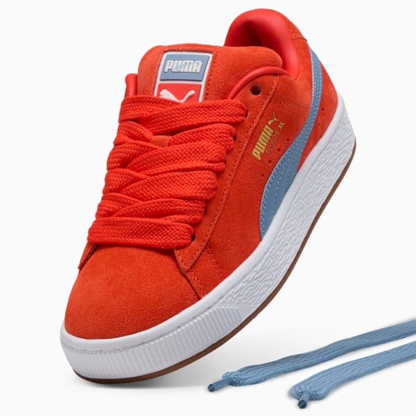 Suede XL Youth Sneakers, Fierce Red-Cool Blue, large-ZAF
