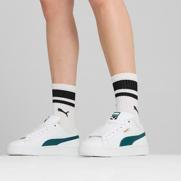Suede XL Leather Sneakers, PUMA White-Cold Green, large-MEX