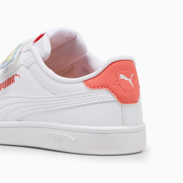 Tenis para niñas PUMA Smash 3.0 Badges, PUMA White-Frosted Dew-Salmon, large-MEX