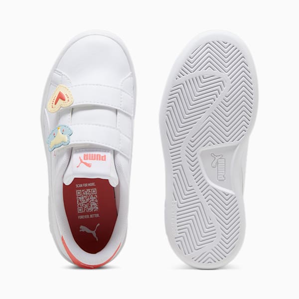 Tenis para niñas PUMA Smash 3.0 Badges, PUMA White-Frosted Dew-Salmon, large-MEX