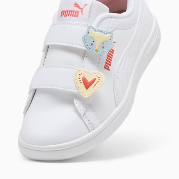 Tenis para niñas PUMA Smash 3.0 Badges, PUMA White-Frosted Dew-Salmon, large-MEX