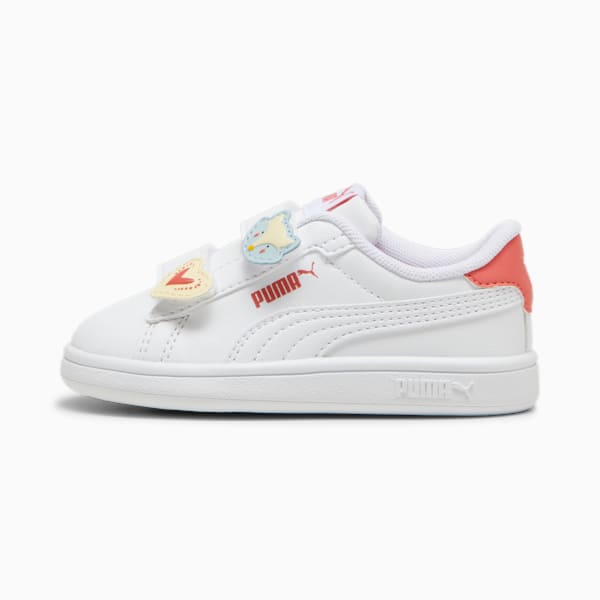 PUMA Smash 3.0 Badges Toddlers' Sneakers, PUMA White-Frosted Dew-Salmon, large-MEX