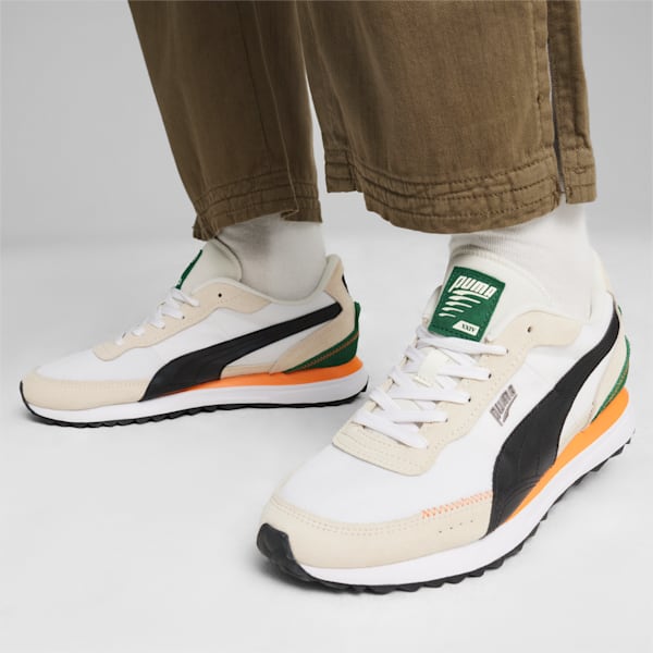 Road Rider Suede Sneakers, Warm White-PUMA Black, large-ZAF