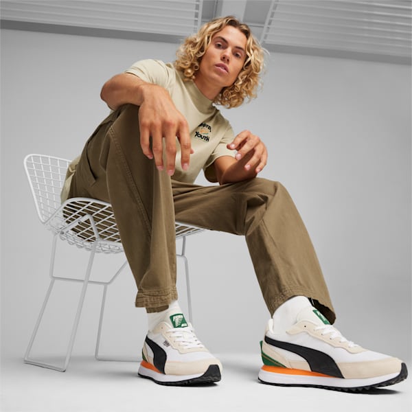Road Rider Suede Sneakers, Warm White-PUMA Black, large-ZAF