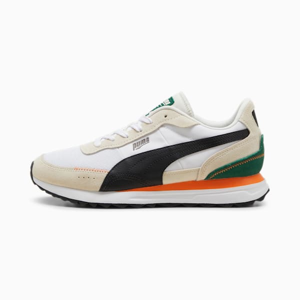 Road Rider Suede Sneakers, Warm White-PUMA Black, large-ZAF
