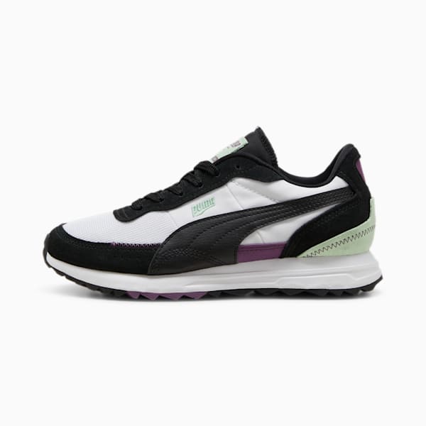 Road Rider Suede Sneakers, PUMA White-PUMA Black, large-ZAF