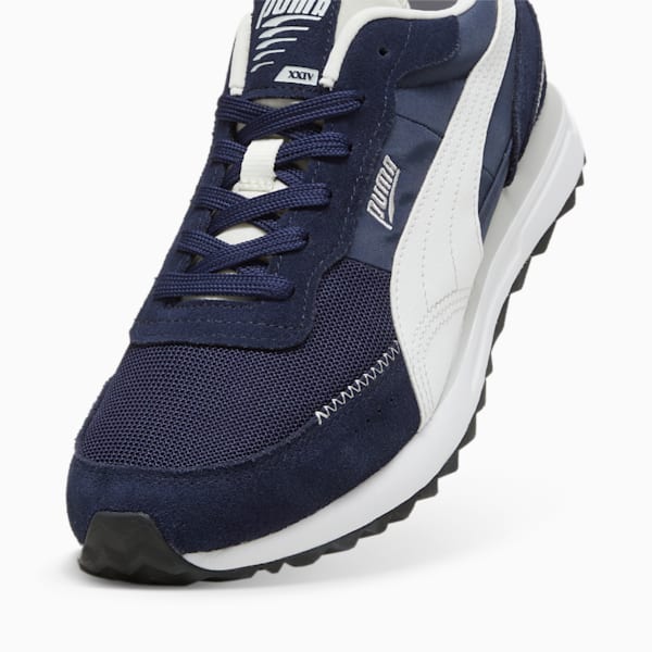 Road Rider Suede Sneakers, PUMA Navy-PUMA White, large-ZAF