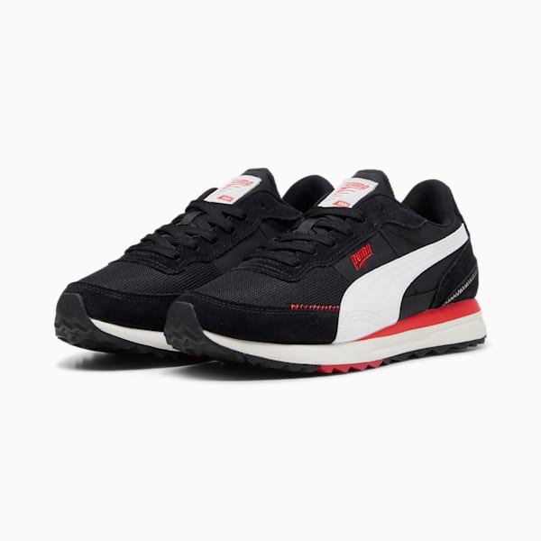 Road Rider Suede Sneakers, PUMA Black-PUMA Red, large-ZAF