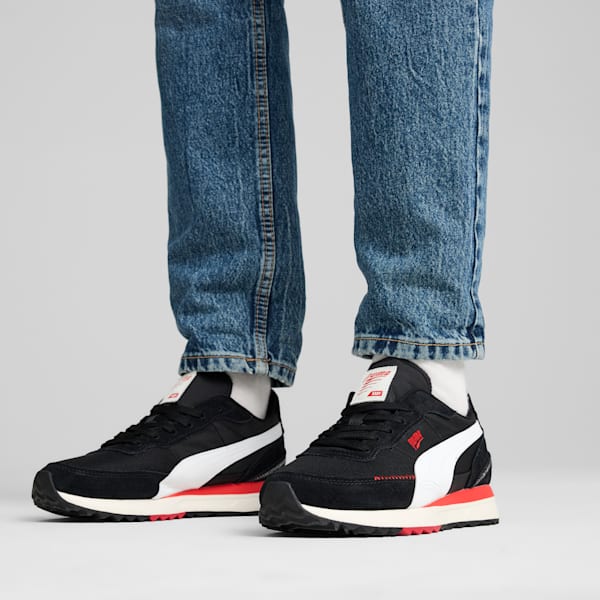 Road Rider Suede Sneakers, PUMA Black-PUMA Red, large-ZAF