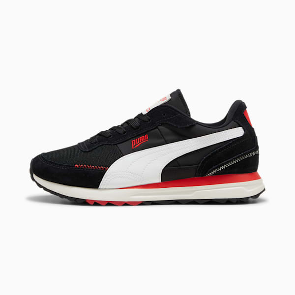 Road Rider Suede Sneakers, PUMA Black-PUMA Red, large-ZAF