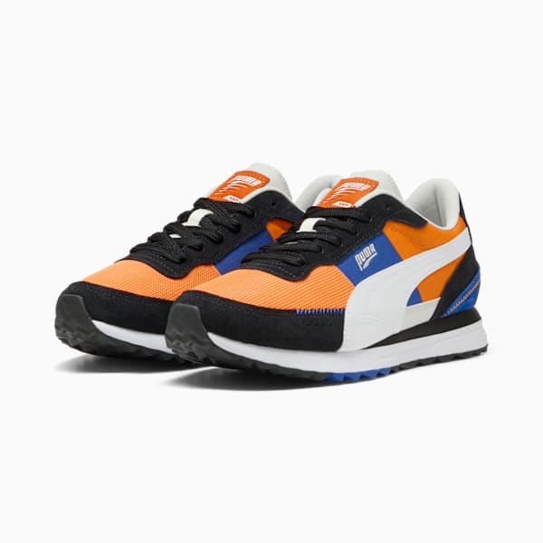 Road Rider Suede Sneakers, Orange Glo-PUMA Black, large-ZAF