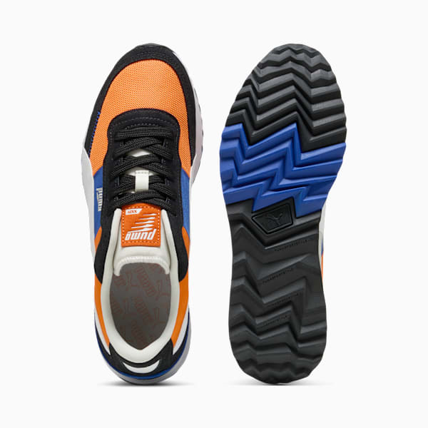 Road Rider Suede Sneakers, Orange Glo-PUMA Black, large-ZAF