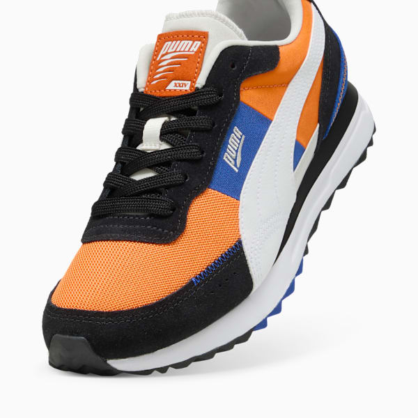 Road Rider Suede Sneakers, Orange Glo-PUMA Black, large-ZAF