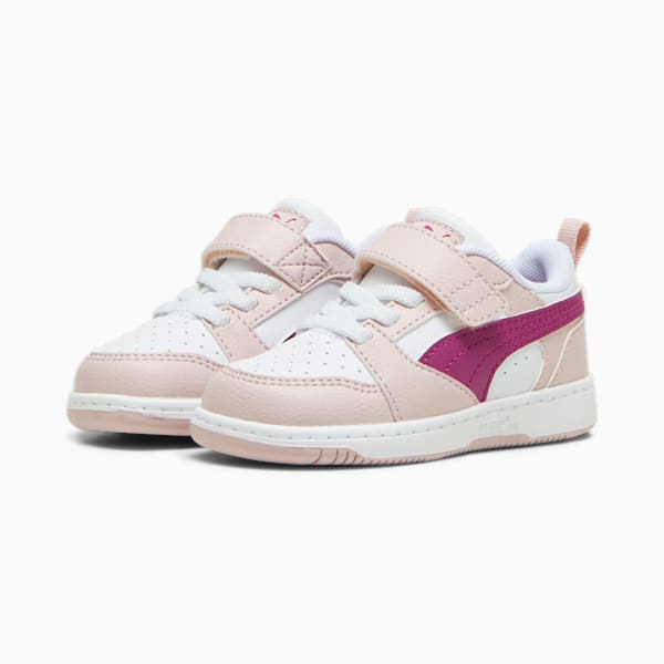 Tenis para infantes PUMA Rebound V6 Lo, Mauve Mist-Magenta Gleam-PUMA White, large-MEX