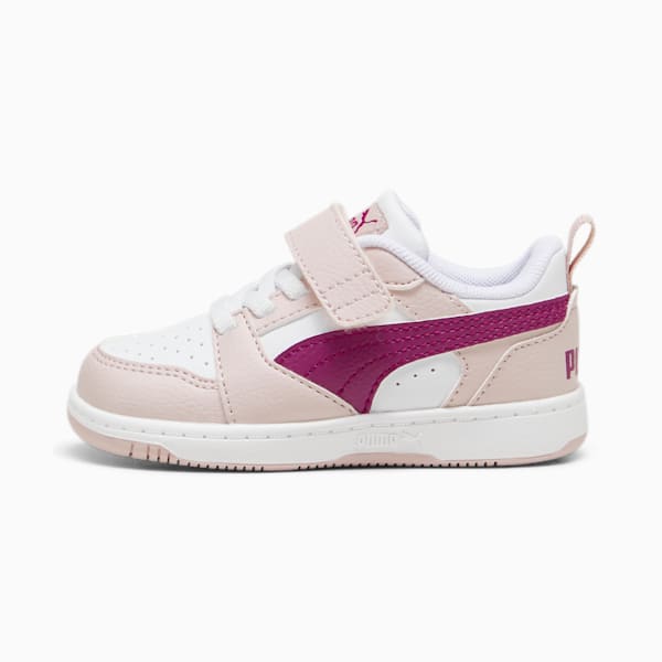 Tenis para infantes PUMA Rebound V6 Lo, Mauve Mist-Magenta Gleam-PUMA White, large-MEX