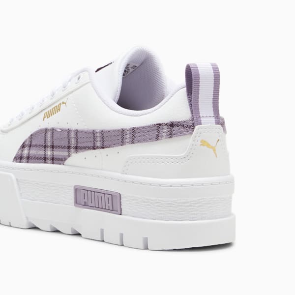 Mayze Winter Tartan Sneakers Youth, PUMA White-Pale Plum, large-ZAF