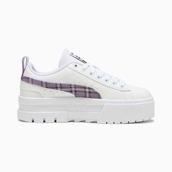 Mayze Winter Tartan Sneakers Youth, PUMA White-Pale Plum, large-ZAF